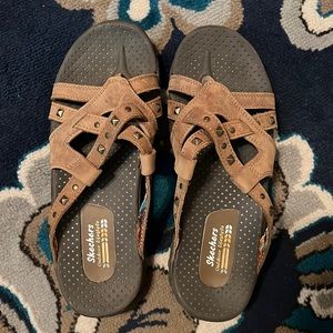 Women’s Skechers brown leather sandals Size 9